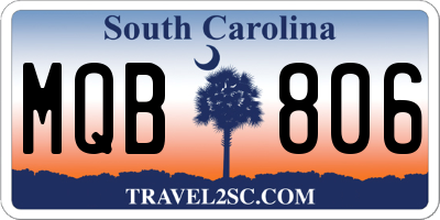 SC license plate MQB806