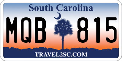 SC license plate MQB815