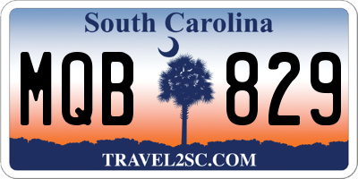 SC license plate MQB829