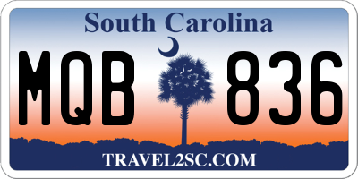 SC license plate MQB836