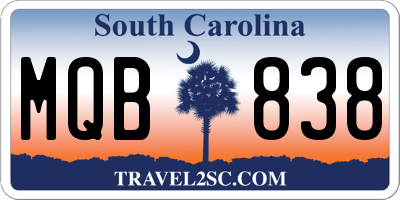 SC license plate MQB838