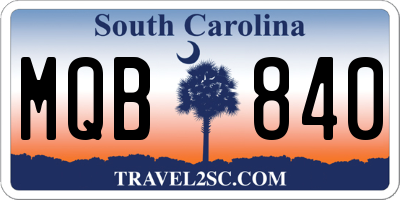 SC license plate MQB840