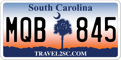 SC license plate MQB845