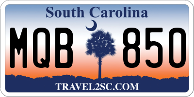 SC license plate MQB850