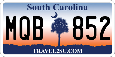 SC license plate MQB852