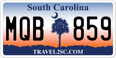 SC license plate MQB859