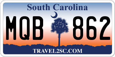 SC license plate MQB862