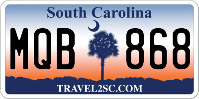 SC license plate MQB868