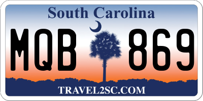 SC license plate MQB869
