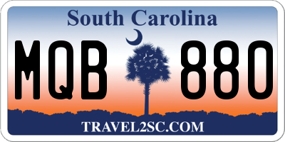 SC license plate MQB880