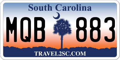 SC license plate MQB883