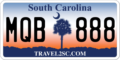 SC license plate MQB888