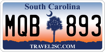 SC license plate MQB893