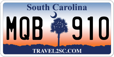 SC license plate MQB910