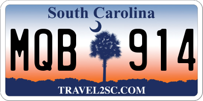 SC license plate MQB914