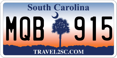 SC license plate MQB915