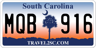 SC license plate MQB916