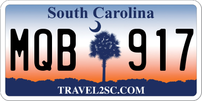 SC license plate MQB917