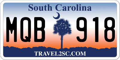 SC license plate MQB918