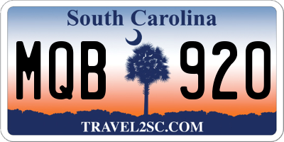 SC license plate MQB920