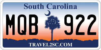 SC license plate MQB922