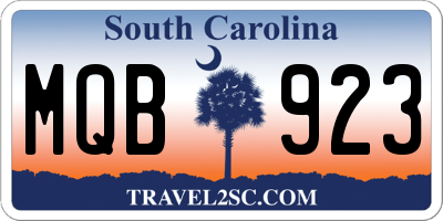 SC license plate MQB923