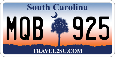 SC license plate MQB925