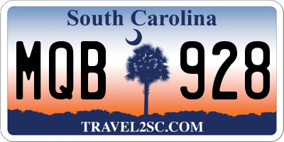 SC license plate MQB928