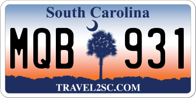 SC license plate MQB931
