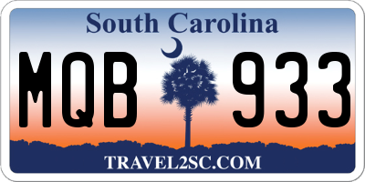 SC license plate MQB933