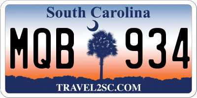 SC license plate MQB934
