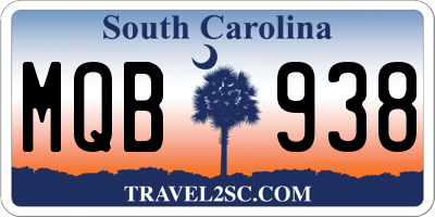 SC license plate MQB938