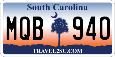 SC license plate MQB940