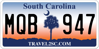 SC license plate MQB947