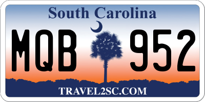 SC license plate MQB952