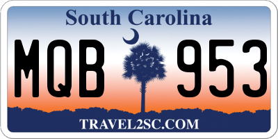 SC license plate MQB953