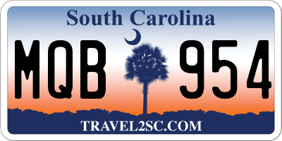 SC license plate MQB954