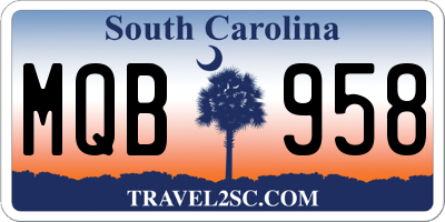 SC license plate MQB958