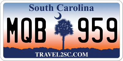 SC license plate MQB959