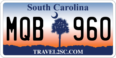 SC license plate MQB960