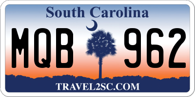 SC license plate MQB962