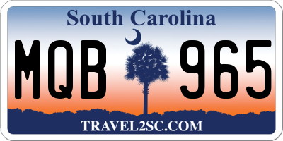 SC license plate MQB965