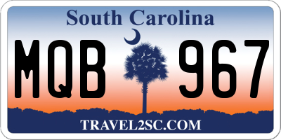 SC license plate MQB967