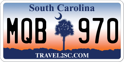 SC license plate MQB970
