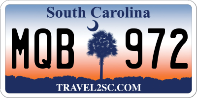 SC license plate MQB972