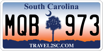 SC license plate MQB973