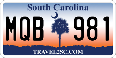 SC license plate MQB981