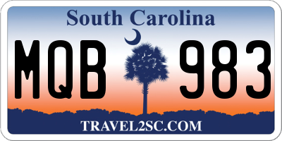 SC license plate MQB983