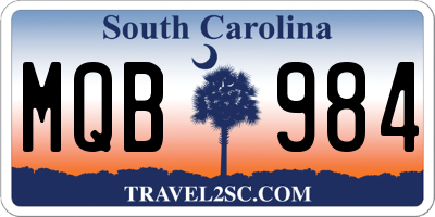 SC license plate MQB984