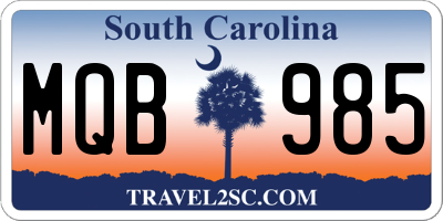 SC license plate MQB985